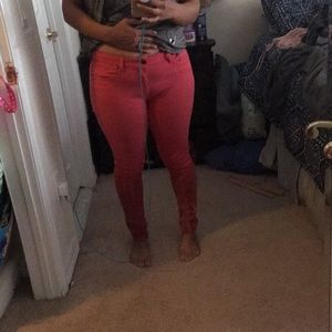 LEVI Ombré pinkish orange denim leggings